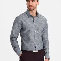 Ombre Classic men's flannel cotton plaid shirt - gray