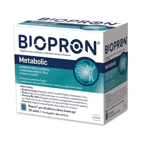 Biopron Metabolic, probiotika a prebiotika, podpora práce těla s tuky a cukry 20 sáčků