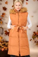 Z6744 DEWBERRY WOMEN'S VEST-DARK TAN