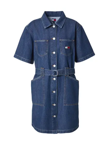 Tommy Jeans Košeľové šaty  modrá denim