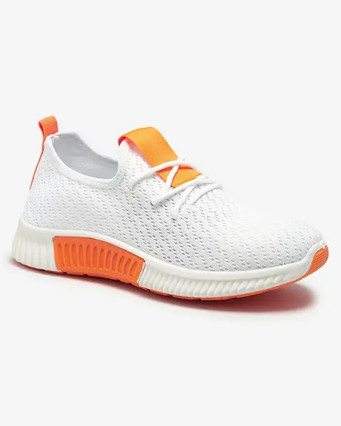 Resti White women's sports shoes with orange inserts Kedeti - Footwear