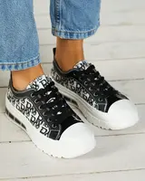 Resti Black patterned women's platform sneakers Neriwas - Footwear