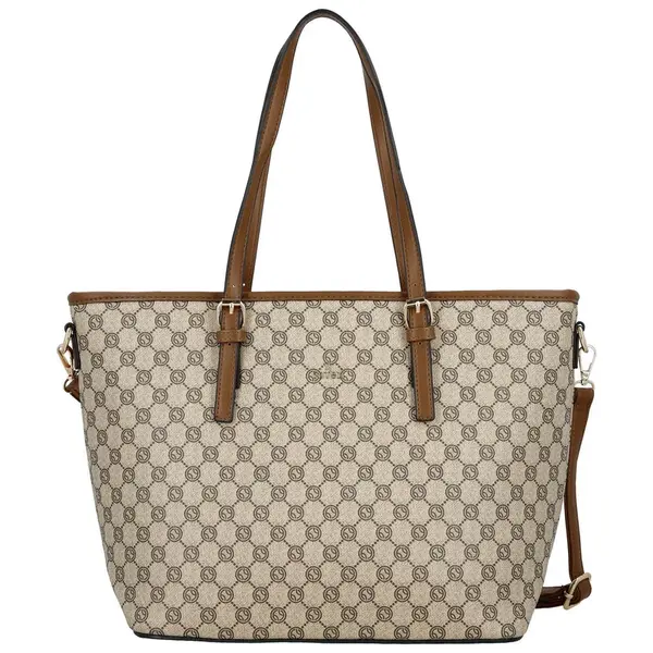 Trendy dámská koženková kabelka na rameno Elina, hnědá