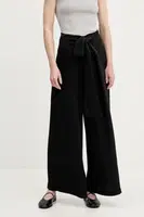 Kalhoty Answear.LAB dámské, černá barva, široké, high waist