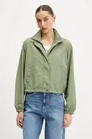 Bunda Tommy Jeans zelená barva, přechodná, oversize, DW0DW20439