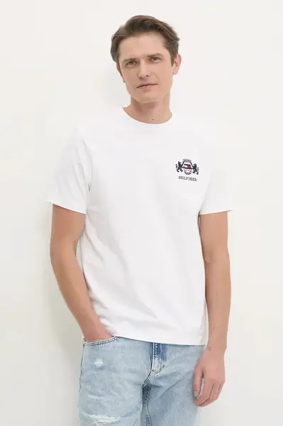 Tričko Tommy Hilfiger bílá barva, s potiskem, MW0MW38076