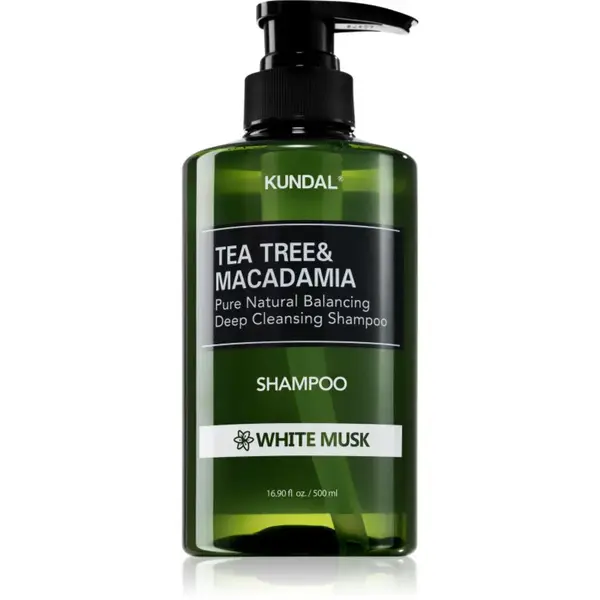 KUNDAL Tea Tree & Macadamia White Musk hloubkově čisticí šampon s osvěžujícím účinkem 500 ml
