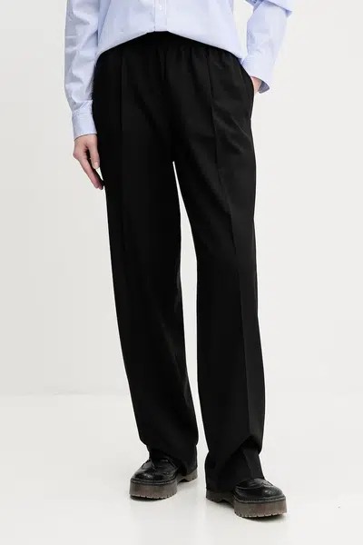 Kalhoty HUGO dámské, černá barva, široké, high waist, 50545295