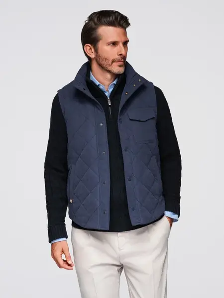 Ombre Men's peach effect quilted sleeveless jacket - navy blue