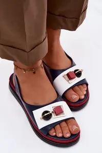 S. BARSKI Kožené dámské sandály s ozdobou