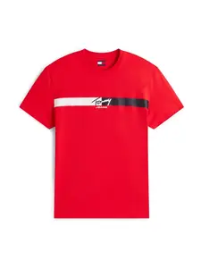 Tommy Jeans Tričko  červená / čierna / biela
