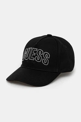 Kšiltovka Guess INES dámská, černá barva, hladká, W5GZ15 WEGD0