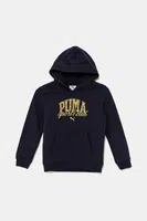 Dětská bavlněná mikina Puma CLASS Hoodie TR tmavomodrá barva, s kapucí, s potiskem, 685798