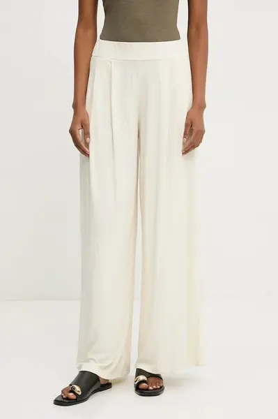 Kalhoty Answear.LAB dámské, béžová barva, jednoduché, high waist