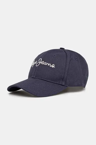 Bavlněná baseballová čepice Pepe Jeans MALLON CAP tmavomodrá barva, s aplikací, PM040567