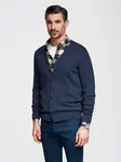 Ombre Knitted monochrome men's viscose cardigan - navy blue