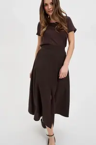 Marisse Brown Skirt With A Slit