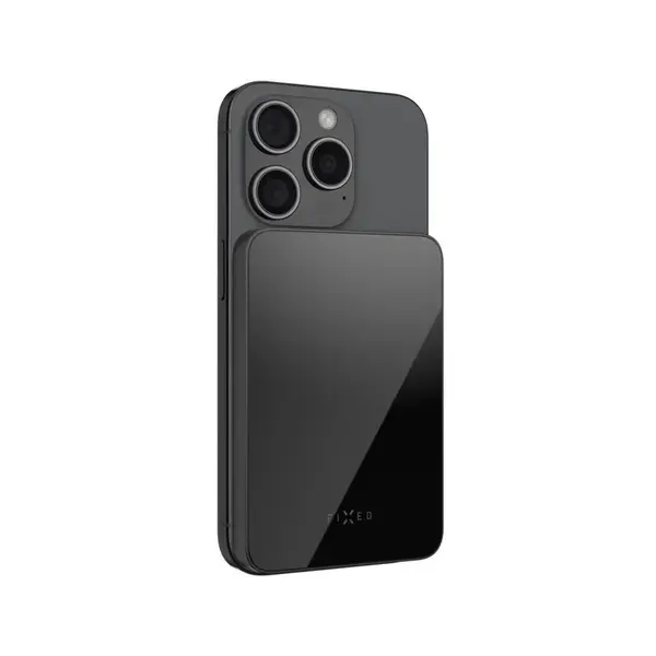 Powerbanka FIXED MagZen 5 Crystal s bezdrátovým nabíjením se standardem Qi2 a podporou MagSafe, 5 000 mAh, černá