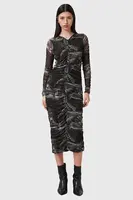 Šaty AllSaints KEIKO šedá barva, midi, W003DC