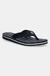 Žabky Tommy Hilfiger TH CHAIN PRINT BEACH SANDAL dámské, tmavomodrá barva, na plochém podpatku, FW0FW08514