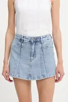 Džínová kalhotová sukně Answear.LAB dámská, modrá barva, hladká, medium waist