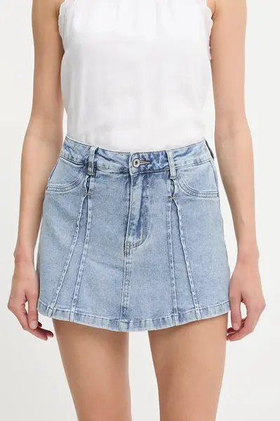 Džínová kalhotová sukně Answear.LAB dámská, modrá barva, hladká, medium waist