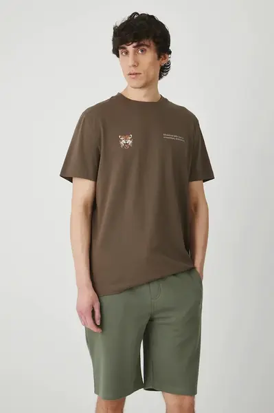 Tričko Medicine hnědá barva, s potiskem