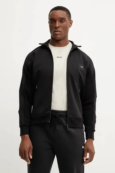 Mikina BOSS Green pánská, černá barva, hladká, 50537205