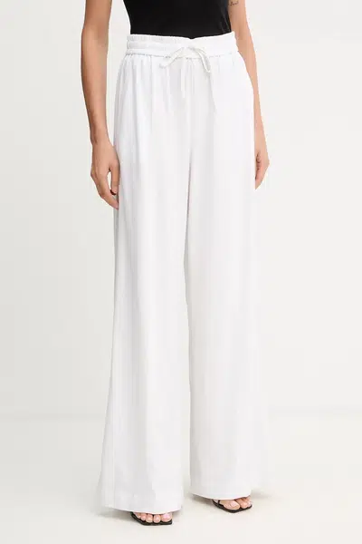 Kalhoty s příměsí lnu Gestuz dámské, bílá barva, high waist, 10910517