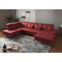 Sit & More SEDACÍ SOUPRAVA, kůže, červená