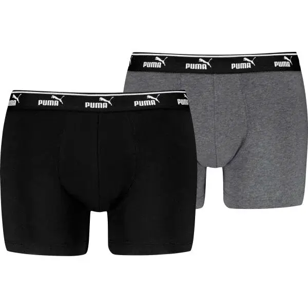 Puma ELEMENTS MEN LOGO ELASTIC BOXER 2P Pánské boxerky, černá, velikost