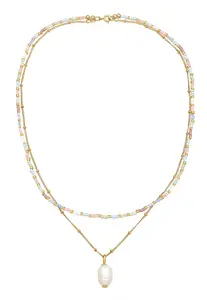 ELLI Retiazka  svetlomodrá / zlatá / svetloružová / perlovo biela