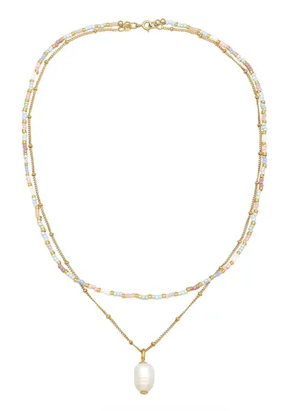 ELLI Retiazka  svetlomodrá / zlatá / svetloružová / perlovo biela