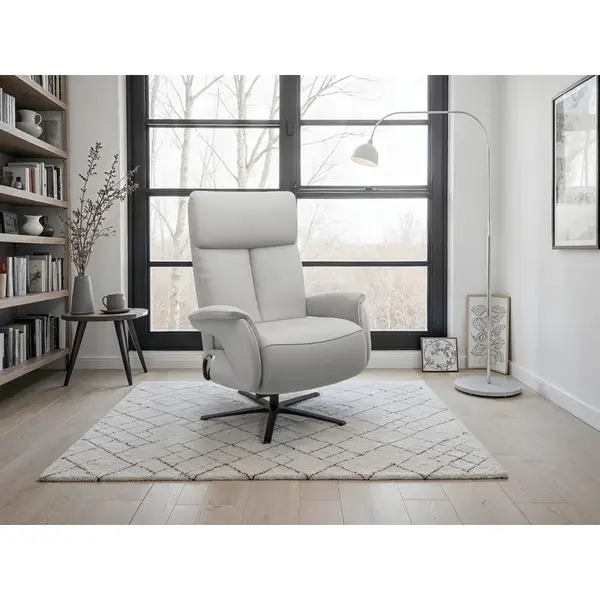 Sit & More RELAXAČNÍ KŘESLO, kůže, světle šedá