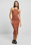 Women's terracotta dress with midi ribbed knit