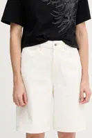 Džínové šortky Sisley dámské, béžová barva, high waist, 4W9KL901L