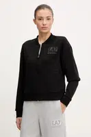 Mikina EA7 Emporio Armani dámská, černá barva, s potiskem, AF12473.7W000178