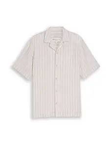 TOM TAILOR DENIM Košeľa  tmavošedá / biela
