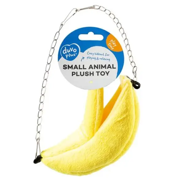 DUVO+ Závesný plyšový domček pre drobné hlodavce 20x6x6cm banán