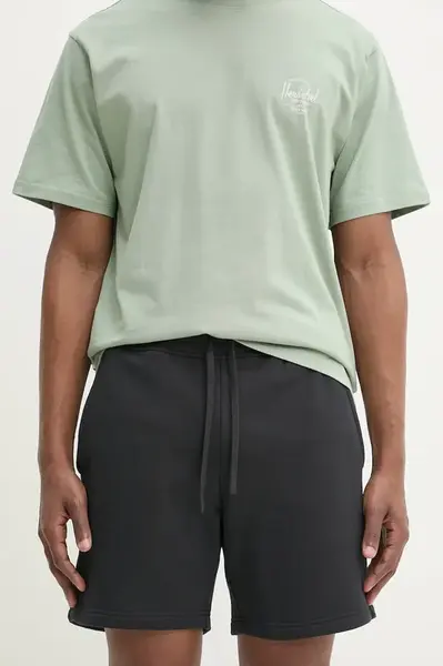 Bavlněné šortky Herschel pánské, černá barva, 50291-00001