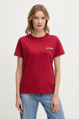 Tričko Guess červená barva, W5RI04 I3Z14