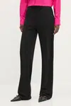 Kalhoty HUGO dámské, černá barva, jednoduché, high waist, 50537141