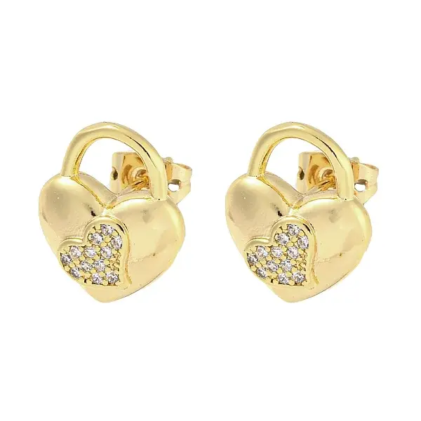 Brass Micro Pave Cubic Zirconia Ear Studs