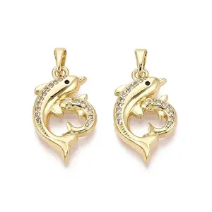 Brass Micro Pave Clear Cubic Zirconia Pendants