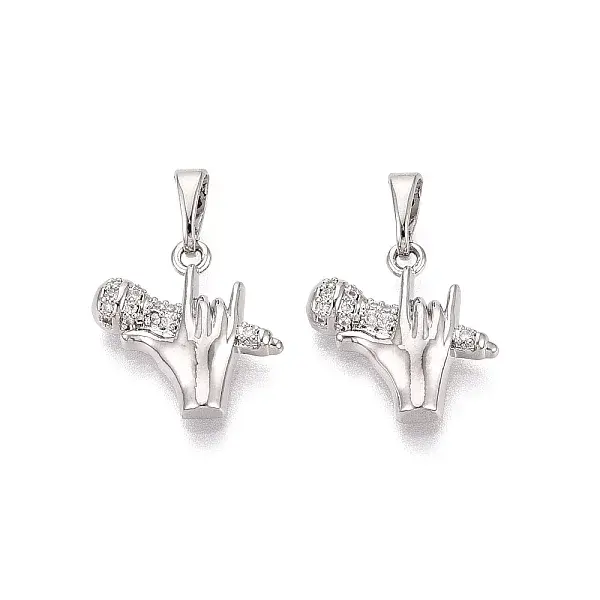 Brass Micro Pave Clear Cubic Zirconia Pendants