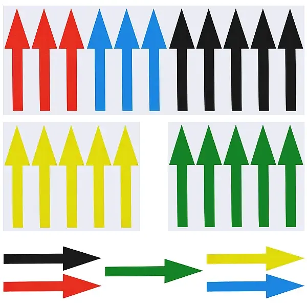 15 Sheets 5 Colors Rectangle PVC Self-Adhesive Arrows Guide Label Stickers