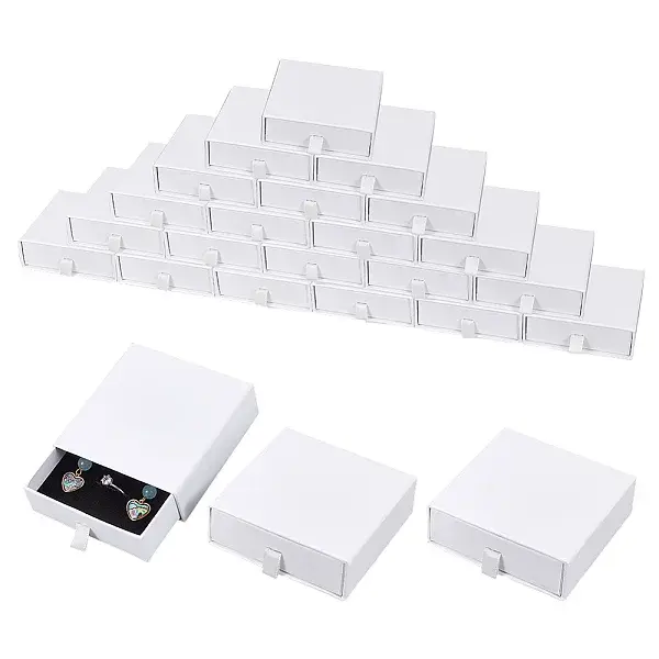 24Pcs Square Cardboard Jewelry Package Drawer Boxes