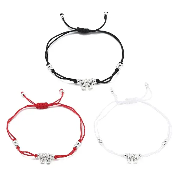 3Pcs Nylon Thread Braided Bead Bracelets