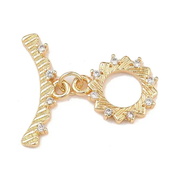 Brass Micro Pave Clear Cubic Zirconia Toggle Clasps
