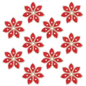 10Pcs Flower Shape Hotfix Rhinestone Appliques